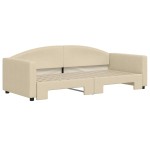 vidaXL Pat de zi cu extensie, crem, 90x200 cm, textil
