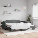 vidaXL Pat de zi cu extensie, gri închis, 100x200 cm, textil vidaXL Pat de zi cu extensie, gri închis, 100x200 cm, textil