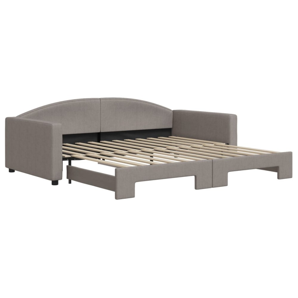 vidaXL Pat de zi cu extensie, gri taupe, 100x200 cm, textil