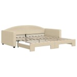 vidaXL Pat de zi cu extensie, crem, 100x200 cm, textil vidaXL Pat de zi cu extensie, crem, 100x200 cm, textil