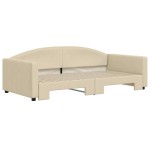 vidaXL Pat de zi cu extensie, crem, 100x200 cm, textil vidaXL Pat de zi cu extensie, crem, 100x200 cm, textil