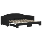 vidaXL Pat de zi cu extensie, negru, 90x190 cm, textil vidaXL Pat de zi cu extensie, negru, 90x190 cm, textil