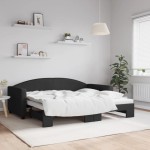 vidaXL Pat de zi cu extensie, negru, 90x190 cm, textil vidaXL Pat de zi cu extensie, negru, 90x190 cm, textil