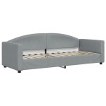vidaXL Pat de zi cu extensie și saltele, gri deschis, 80x200 cm textil vidaXL Pat de zi cu extensie și saltele, gri deschis, 80x200 cm textil