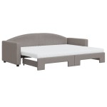 vidaXL Pat de zi cu extensie și saltele, gri taupe, 80x200 cm, textil
