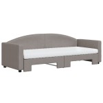 vidaXL Pat de zi cu extensie și saltele, gri taupe, 80x200 cm, textil