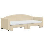 vidaXL Pat de zi cu extensie și saltele, crem, 80x200 cm, textil vidaXL Pat de zi cu extensie și saltele, crem, 80x200 cm, textil