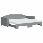 vidaXL Pat de zi cu extensie și saltele, gri deschis 90x200 cm textil