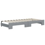 vidaXL Pat de zi cu extensie și saltele, gri deschis 90x200 cm textil