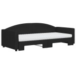 vidaXL Pat de zi cu extensie și saltele, negru, 90x200 cm, textil