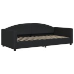 vidaXL Pat de zi cu extensie și saltele, negru, 90x200 cm, textil