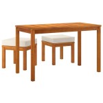 vidaXL Set sufragerie de grădină, 3 piese, cu perne, lemn masiv acacia vidaXL Set sufragerie de grădină, 3 piese, cu perne, lemn masiv acacia