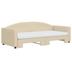 vidaXL Pat de zi cu extensie și saltele, crem, 90x200 cm, textil vidaXL Pat de zi cu extensie și saltele, crem, 90x200 cm, textil