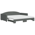 vidaXL Pat de zi cu extensie și saltele, gri închis, 100x200 cm textil
