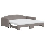 vidaXL Pat de zi cu extensie și saltele, gri taupe, 100x200 cm, textil