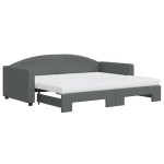 vidaXL Pat de zi cu extensie și saltele, gri închis, 90x190 cm, textil vidaXL Pat de zi cu extensie și saltele, gri închis, 90x190 cm, textil