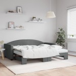 vidaXL Pat de zi cu extensie și saltele, gri închis, 90x190 cm, textil vidaXL Pat de zi cu extensie și saltele, gri închis, 90x190 cm, textil
