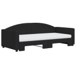 vidaXL Pat de zi cu extensie și saltele, negru, 90x190 cm, textil