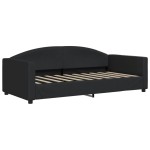 vidaXL Pat de zi cu extensie și saltele, negru, 90x190 cm, textil