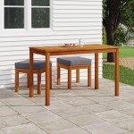 vidaXL Set sufragerie de grădină, 3 piese, cu perne, lemn masiv acacia