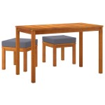 vidaXL Set sufragerie de grădină, 3 piese, cu perne, lemn masiv acacia