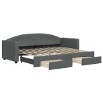 vidaXL Pat de zi cu extensie și sertare, gri închis, 80x200 cm textil