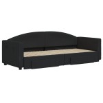 vidaXL Pat de zi cu extensie și sertare, negru, 80x200 cm, textil