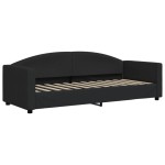 vidaXL Pat de zi cu extensie și sertare, negru, 80x200 cm, textil