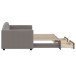 vidaXL Pat de zi cu extensie și sertare, gri taupe, 80x200 cm, textil