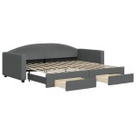 vidaXL Pat de zi cu extensie și sertare, gri închis, 90x200 cm textil