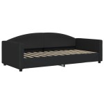 vidaXL Pat de zi cu extensie și sertare, negru, 90x200 cm, textil