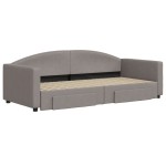 vidaXL Pat de zi cu extensie și sertare, gri taupe, 90x200 cm, textil