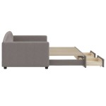 vidaXL Pat de zi cu extensie și sertare, gri taupe, 90x200 cm, textil