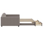 vidaXL Pat de zi cu extensie și sertare, gri taupe, 100x200 cm, textil