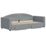 vidaXL Pat de zi cu extensie și sertare, gri deschis, 90x190cm, textil