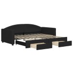vidaXL Pat de zi cu extensie și sertare, negru, 90x190cm, textil vidaXL Pat de zi cu extensie și sertare, negru, 90x190cm, textil
