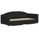 vidaXL Pat de zi cu extensie și sertare, negru, 90x190cm, textil vidaXL Pat de zi cu extensie și sertare, negru, 90x190cm, textil