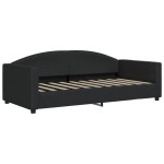 vidaXL Pat de zi cu extensie și sertare, negru, 90x190cm, textil vidaXL Pat de zi cu extensie și sertare, negru, 90x190cm, textil