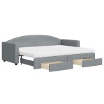 vidaXL Pat de zi cu extensie și sertare, gri deschis, 80x200 cm textil