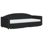 vidaXL Pat de zi cu extensie și sertare, negru, 80x200 cm, textil