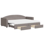 vidaXL Pat de zi cu extensie și sertare, gri taupe, 80x200 cm, textil