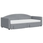 vidaXL Pat de zi cu extensie și sertare, gri deschis, 90x200 cm textil