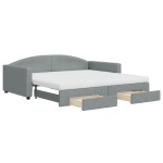 vidaXL Pat de zi cu extensie și sertare, gri deschis 100x200 cm textil vidaXL Pat de zi cu extensie și sertare, gri deschis 100x200 cm textil