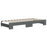 vidaXL Pat de zi cu extensie și sertare, gri închis, 100x200 cm textil