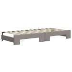 vidaXL Pat de zi cu extensie și sertare, gri taupe, 100x200 cm, textil