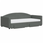 vidaXL Pat de zi cu extensie și sertare, gri închis, 90x190cm, textil
