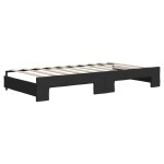 vidaXL Pat de zi cu extensie și sertare, negru, 90x190cm, textil