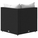 vidaXL Canapea de colț cu pernă de grădină, negru, poliratan