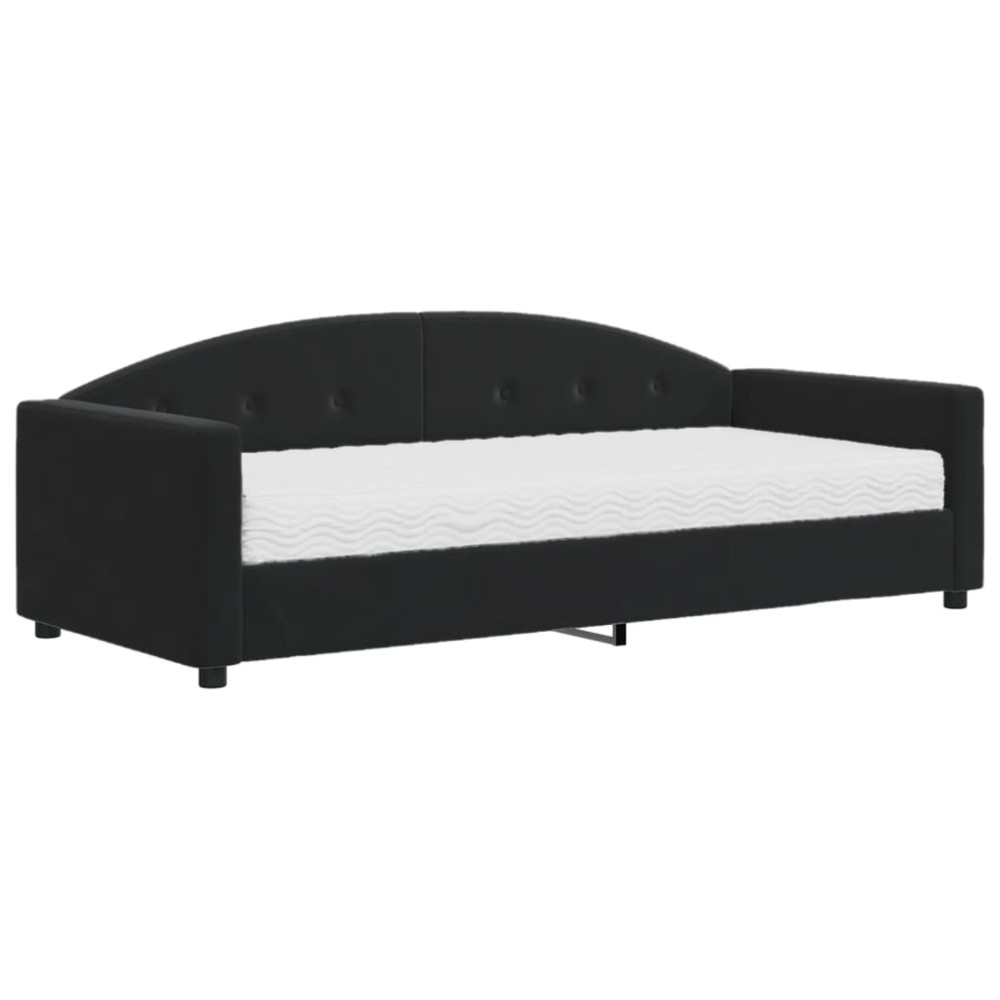 vidaXL Pat de zi cu saltea, negru, 90x190 cm, catifea