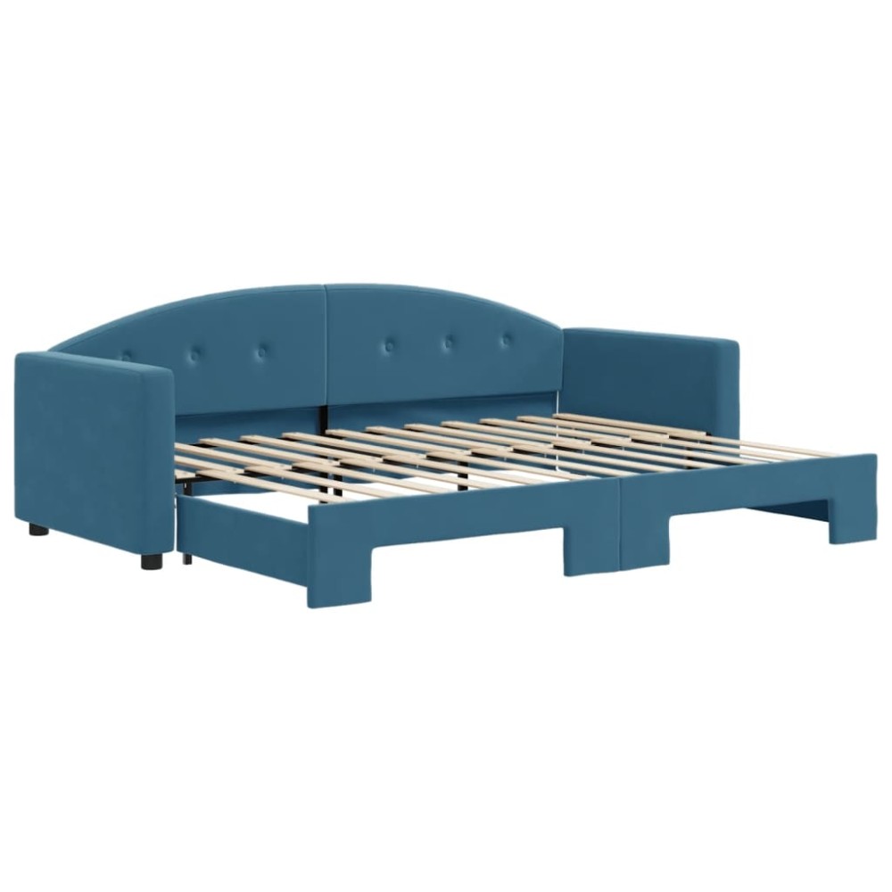 vidaXL Pat de zi cu extensie, albastru, 80x200 cm, catifea